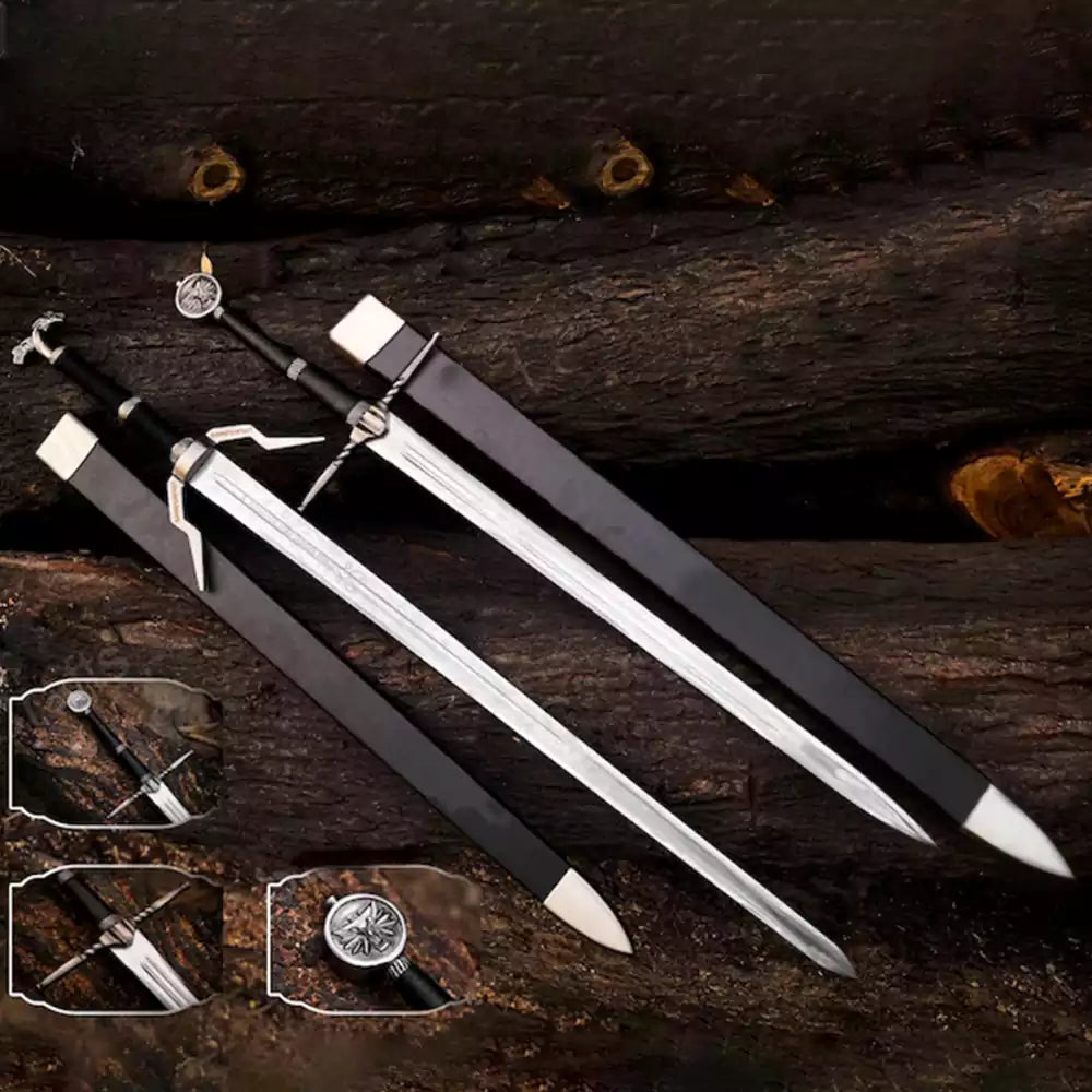 Witcher Sword Replica – Silver Fantasy Blade with Scabbard (Display Only)