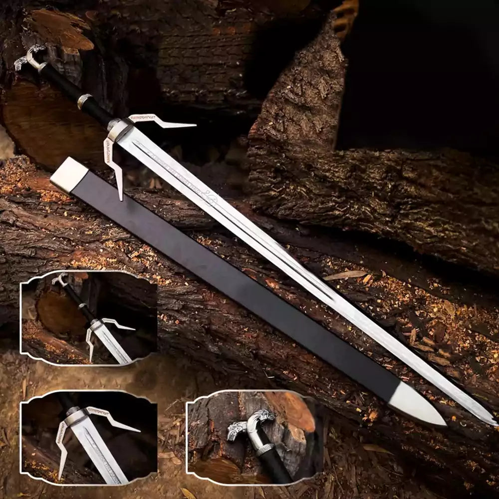Witcher Sword Replica – Silver Fantasy Blade with Scabbard (Display Only)