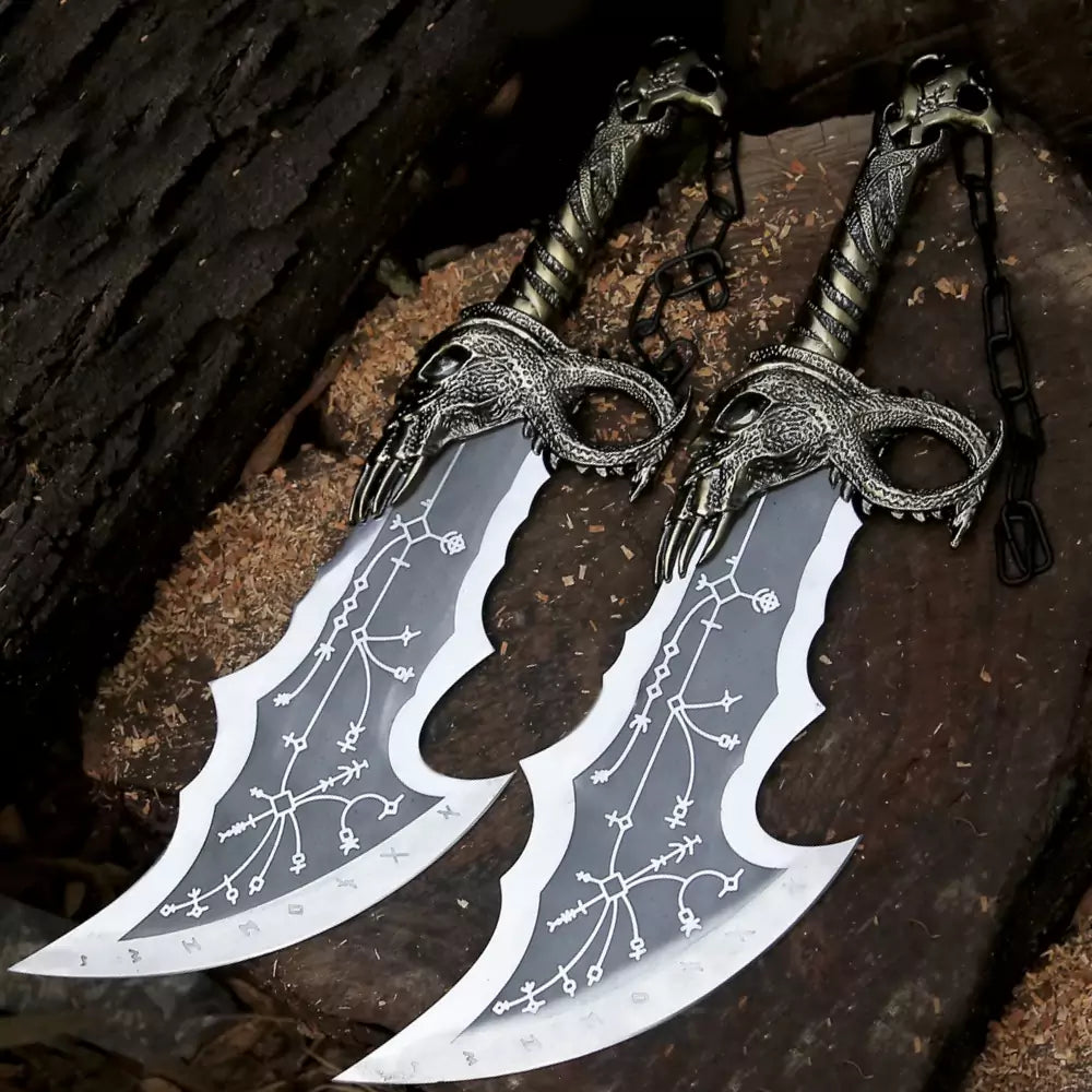 Twin Flame Blades โ Fantasy Warrior Display Replica (Decorative Set)
